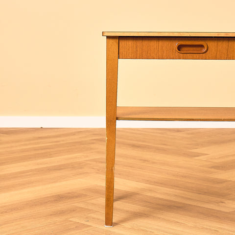 Teak Bedside Table with Carved Pull