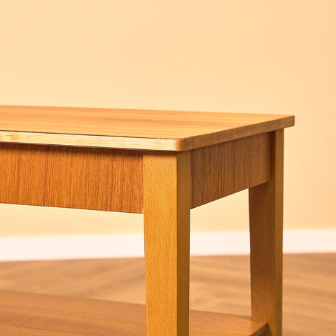 Teak Bedside Table with Carved Pull