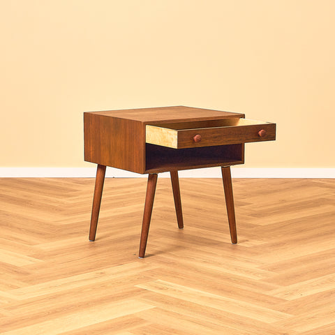 Teak Bedside Table with Open Shelf