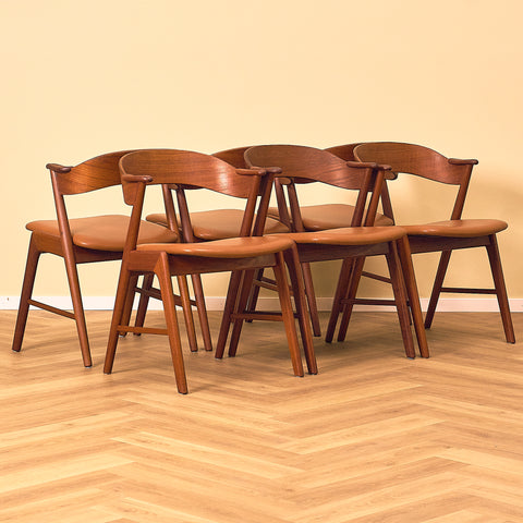 Danish dining chairs in teak, model 32 by Kai Kristiansen for Korup Stolefabrik