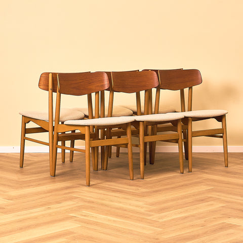 Danish dining chairs in teak and beech