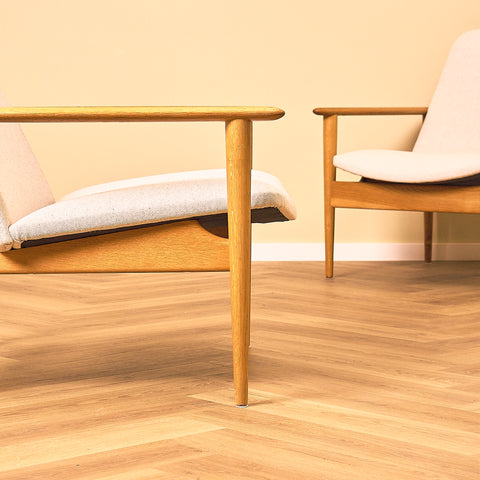 Swedish Pair of Oak Armchairs