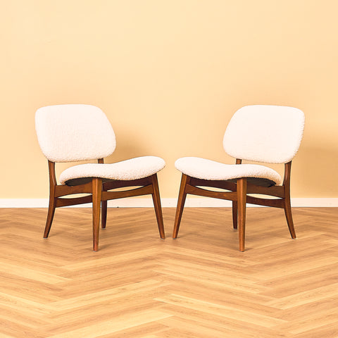 A set of 2 stained beech Easy Chair/Lounge Chair