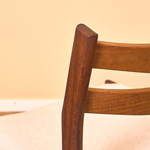 Danish dining chairs in teak and walnut