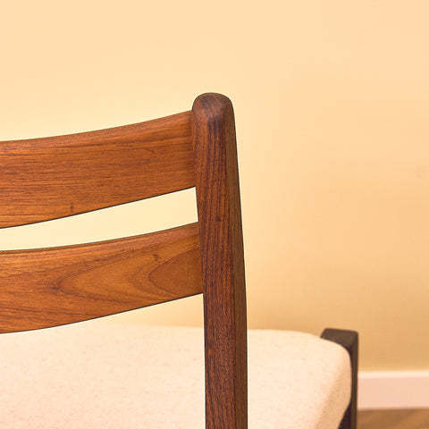 Danish dining chairs in teak and walnut