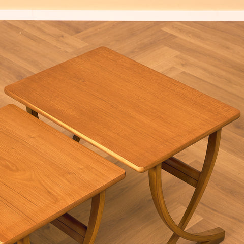 English set of nest of tables in teak and beech by Nathan