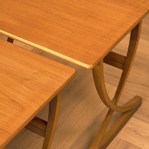 English set of nest of tables in teak and beech by Nathan