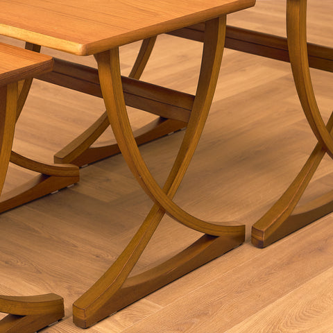 English set of nest of tables in teak and beech by Nathan