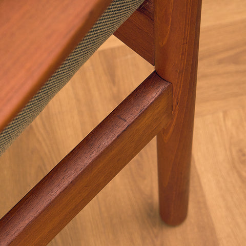Danish armchair with stool in teak and walnut