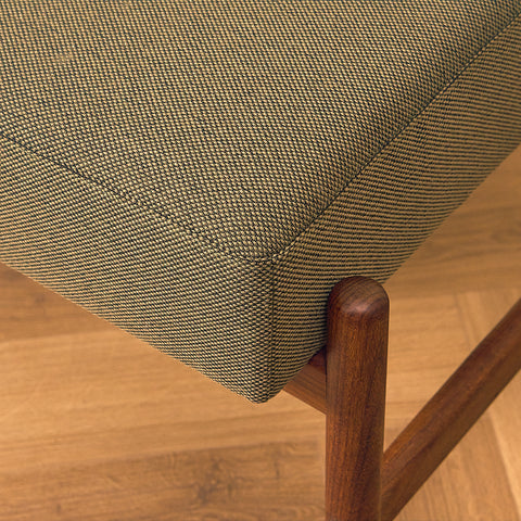 Danish armchair with stool in teak and walnut