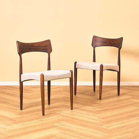 Danish dining chairs in Santos rosewood by Bernhard Pedersen for Christian Linnebergs Møbelfabrik