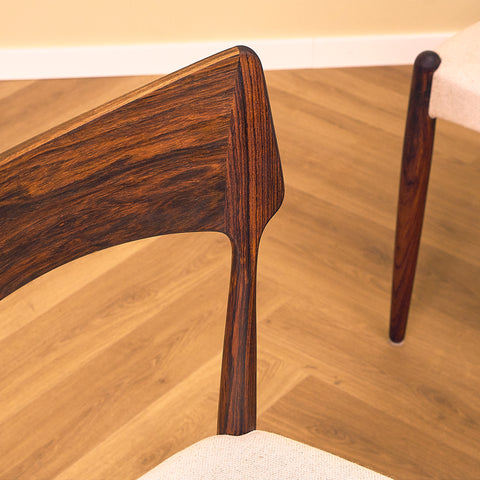 Danish dining chairs in Santos rosewood by Bernhard Pedersen for Christian Linnebergs Møbelfabrik