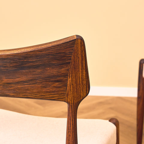 Danish dining chairs in Santos rosewood by Bernhard Pedersen for Christian Linnebergs Møbelfabrik