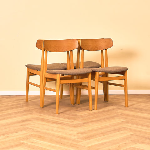 Swedish dining chairs in teak and beech by Ulferts