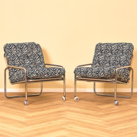 Swedish armchairs in chrome, model 'Klav' by Gillis Lundgren for IKEA