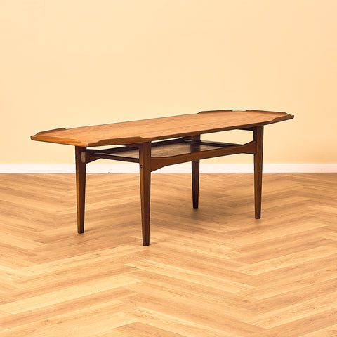 Danish Teak Coffee Table with Raised Ends
