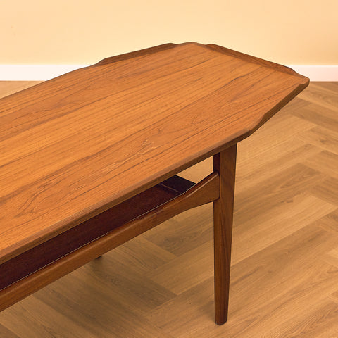 Danish Teak Coffee Table with Raised Ends