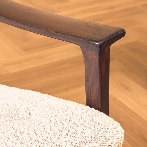 Swedish armchair with stool in stained teak by Bröderna Andersson, Ekenässjön