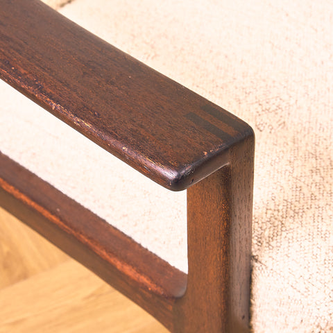 Swedish armchair with stool in stained teak by Bröderna Andersson, Ekenässjön