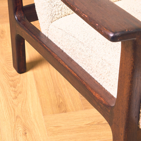 Swedish armchair with stool in stained teak by Bröderna Andersson, Ekenässjön