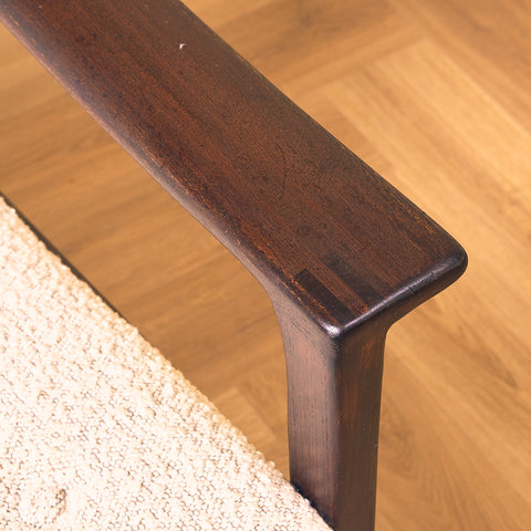 Swedish armchair with stool in stained teak by Bröderna Andersson, Ekenässjön