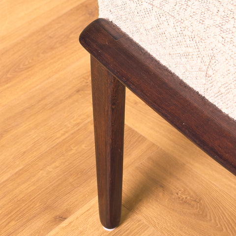 Swedish armchair with stool in stained teak by Bröderna Andersson, Ekenässjön