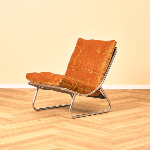 Mid-century armchair in chrome by Peter Hoyte