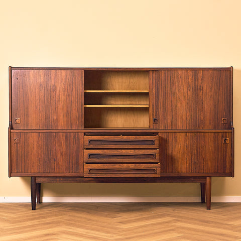 Danish highboard in Santos rosewood by Johannes Andersen for Skaaning Furniture