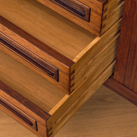 Danish highboard in Santos rosewood by Johannes Andersen for Skaaning Furniture
