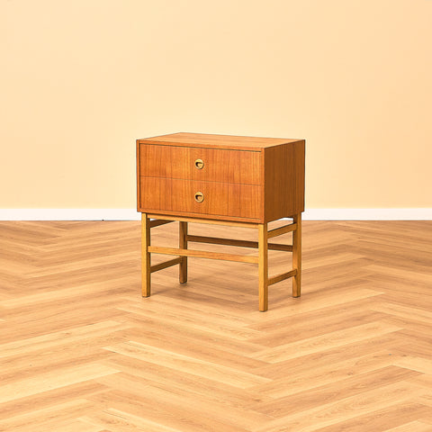 Swedish Teak Hall Table with Two Drawers