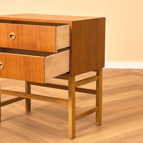 Swedish Teak Hall Table with Two Drawers