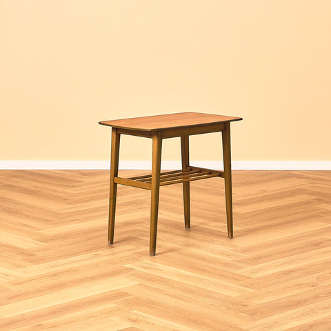 Danish Teak Side Table with Slatted Shelf