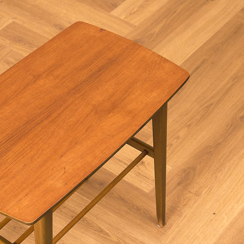Danish Teak Side Table with Slatted Shelf