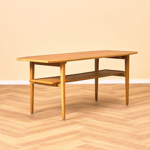 Swedish coffee table in teak and beech by Hugo Troeds