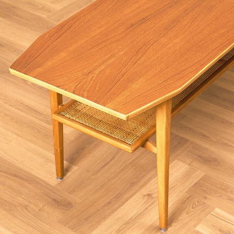 Swedish coffee table in teak and beech by Hugo Troeds