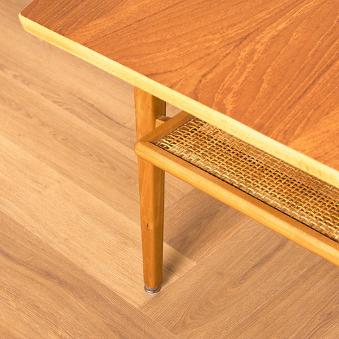 Swedish coffee table in teak and beech by Hugo Troeds