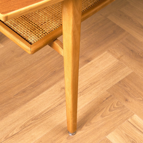 Swedish coffee table in teak and beech by Hugo Troeds