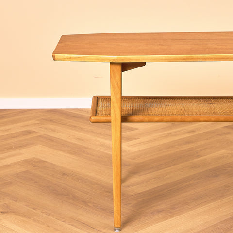 Swedish coffee table in teak and beech by Hugo Troeds