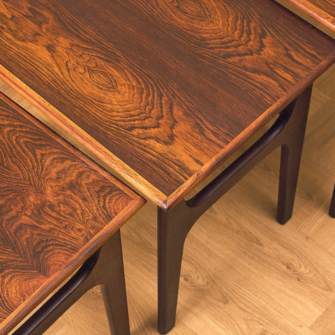 Danish set of nest of tables in Santos rosewood by Hundevad & Co