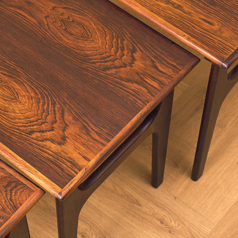 Danish set of nest of tables in Santos rosewood by Hundevad & Co