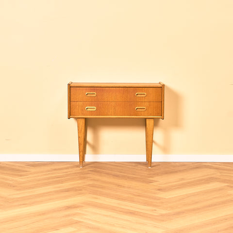 Swedish side table in teak and oak