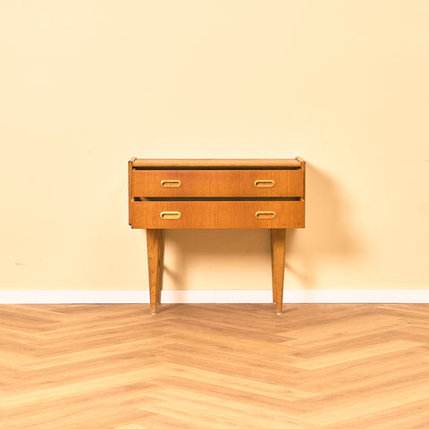 Swedish side table in teak and oak