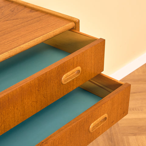 Swedish side table in teak and oak