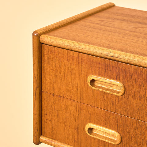 Swedish side table in teak and oak