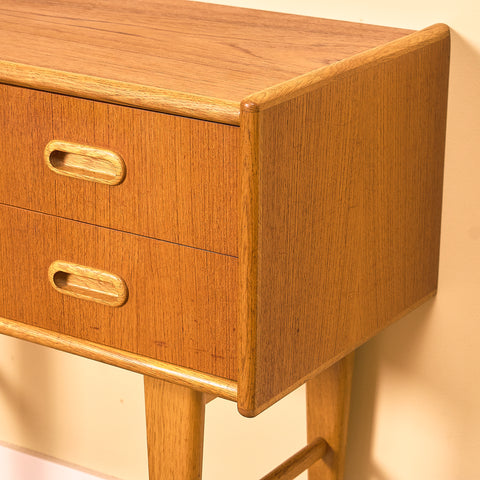 Swedish side table in teak and oak
