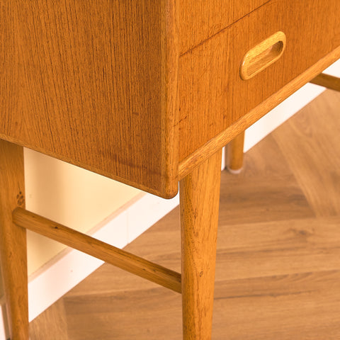 Swedish side table in teak and oak