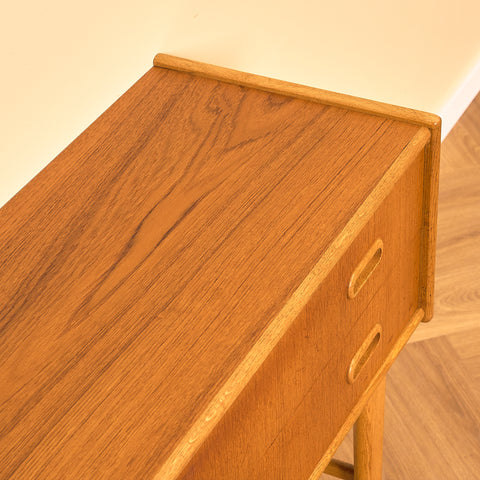 Swedish side table in teak and oak