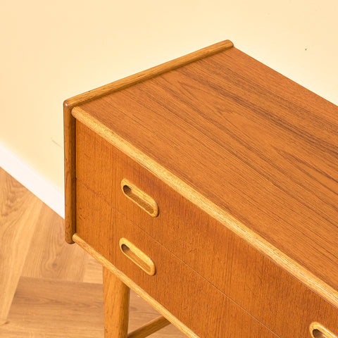 Swedish side table in teak and oak