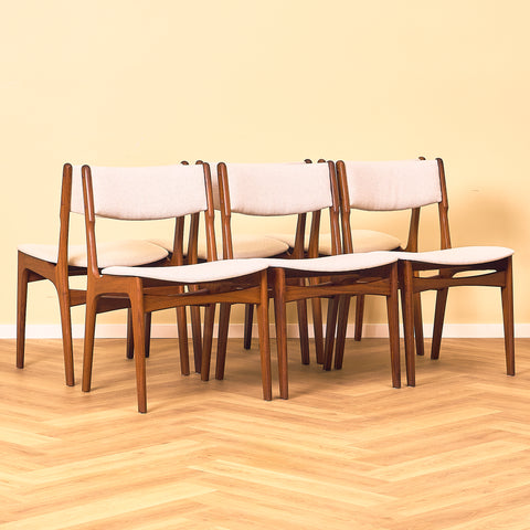 Danish set of 6 dining chairs in solid teak