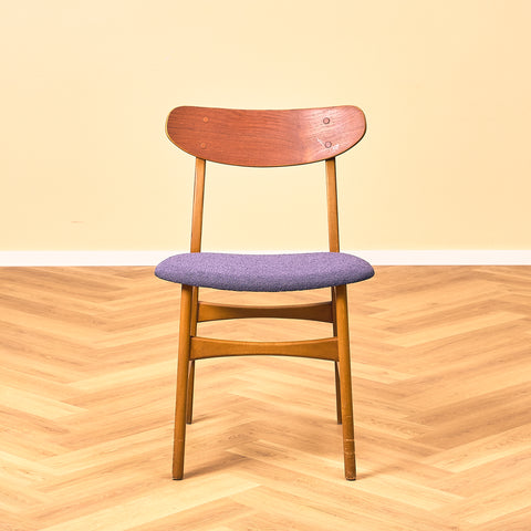 Danish set of 6 dining chairs in teak and beech